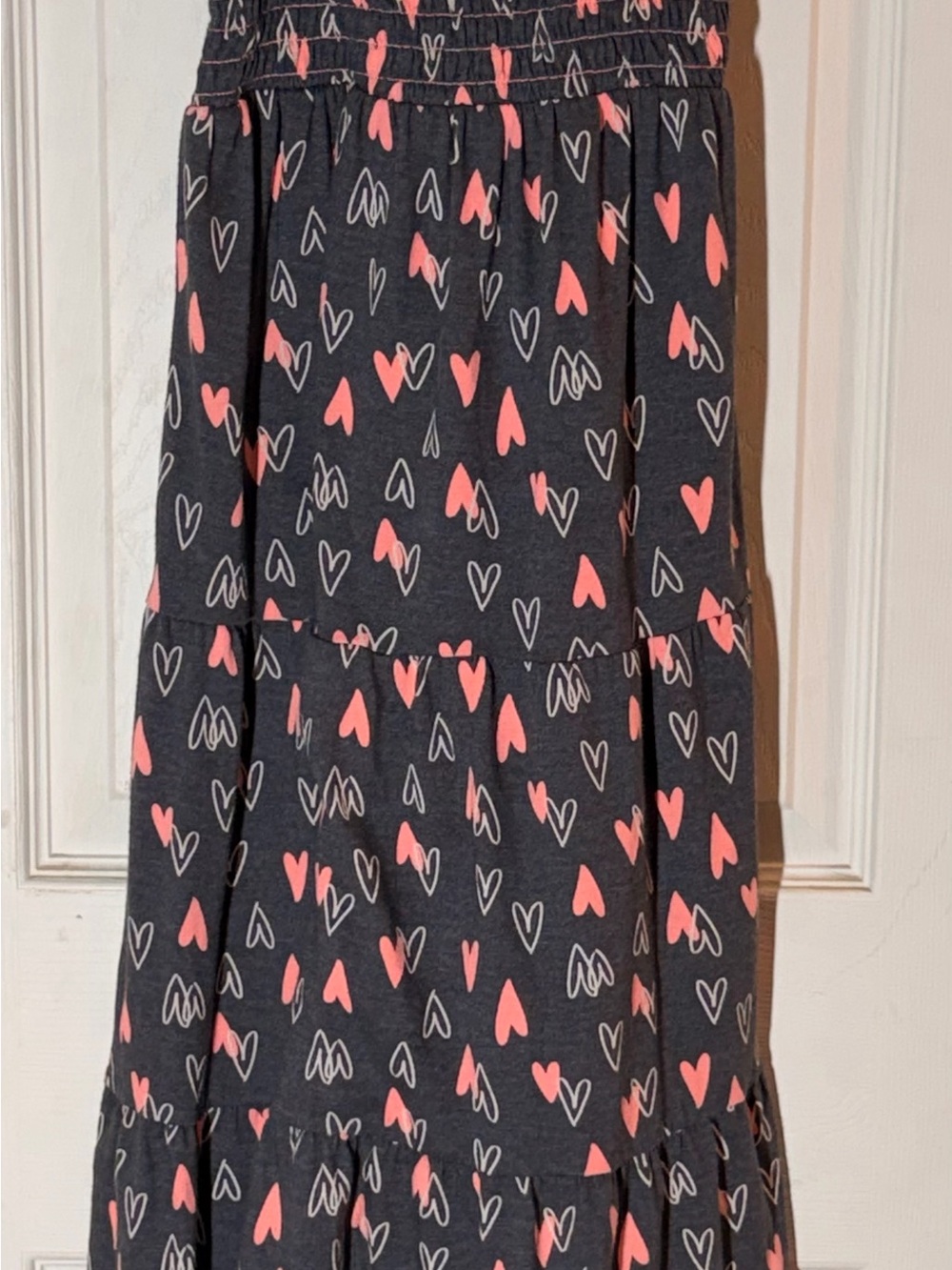 Cat & Jack Black Maxi Skirt with Coral Pink Heart Print